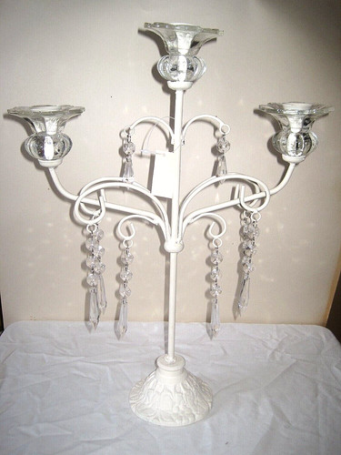 Cream metal candelabra 3 - metal,