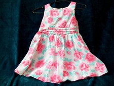 F&F - Girl's Summer Dress - Age 4-5 - Pink Roses Print and Built-in Petticoat