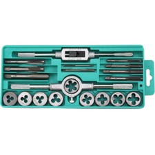 20pcs Hand Tap and Die Set Screw Thread Reamer M3-M12 Twist Drill Bit Tool Kit