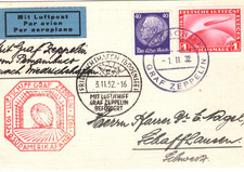 GERMANY An Bord Card ZEPPELIN 1m Air *9.SÜDAMERIKAFAHRT* 1932 Switzerland KZ271