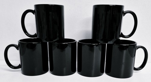 Black mugs set porcelain - 6,