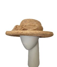 Women’s Vintage 1990s Herald & Heart Hatters Natural Straw Hat Races Wedding