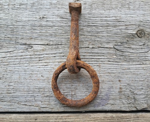 Antique forged iron screw eye - forged,