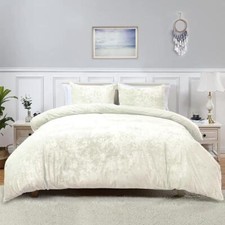 4 Piece bright Crushed Velvet Luxury Duvet cover Fitted Sheet Complete Bedding