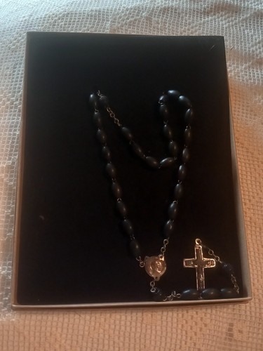 Antique french ebony rosary - french,