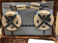 Brexton blue china picnic wicker basket. Retro