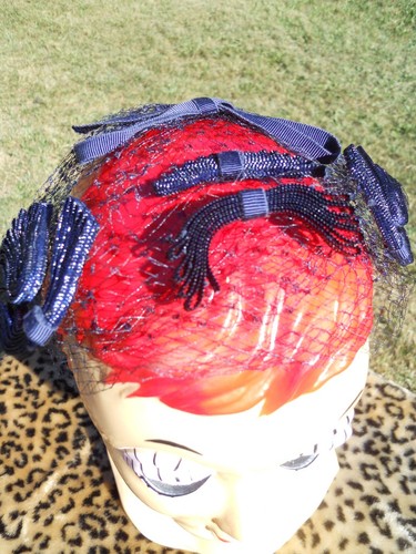 Vintage navy fishnet - vintage, veil