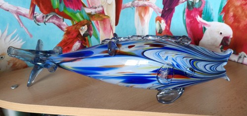 Murano glass fish - glass, blue