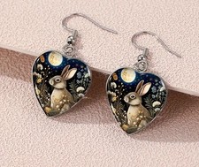 Cute Rabbit Glass Dome Heart