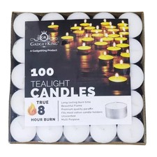 100 Tea Night Lights Candles 8 HOUR LONG BURN Unscented Tealights Nightlight 8HR
