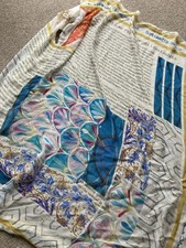 Elisa Cavaletti Large Square Chiffon/ Silk Feel Scarf. Multi Coloured. Used .