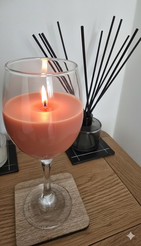 Wine glass candle natural - wine,