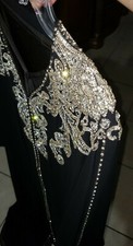 2PC. CROWN JEWELS CHARMS CHIFFON  *HEAVILY CRYSTALLIZED* LUXURY ABAYA WEDDING 