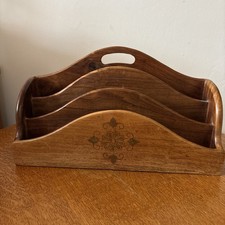 Solid Wood Handmade Brass Inlaid Desk Standing Or Wall Hanging Letter Rack