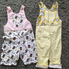 GIRLS Beautiful Handmade all in one Dungarees X 2 COTTON  AGE 2/3