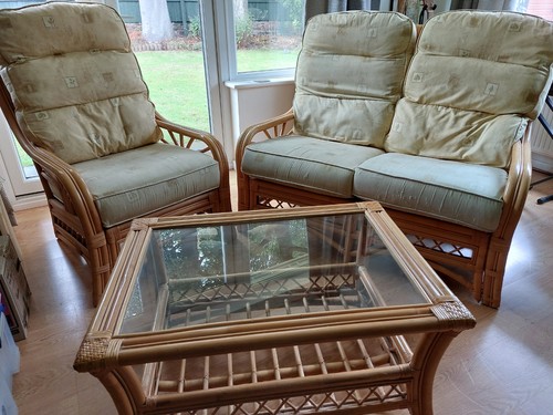 Cane two seater settee single - two-seater,