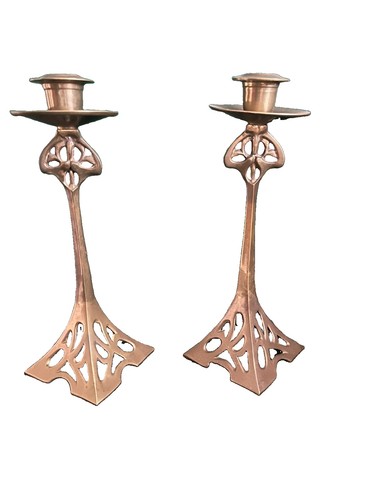 Pair brass art nouveau - of,