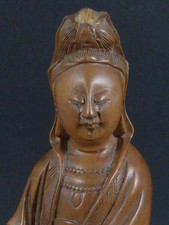 Chinese Hand Carved Boxwood Figure Guanyin Antique