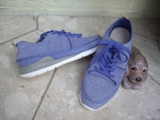 MARKS & SPENCER CORNFLOWER BLUE NUBUCK LEATHER TRAINERS SOFT MEMORY FOAM ~ 4.5