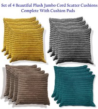 4 Jumbo Cord Scatter Cushions set of 4 plush Cord cushions with cushion pads UK