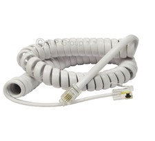 2m White  RJ10 Telephone Cable HI QUALITY Phone Handset Coiled Cord Spiral Wire