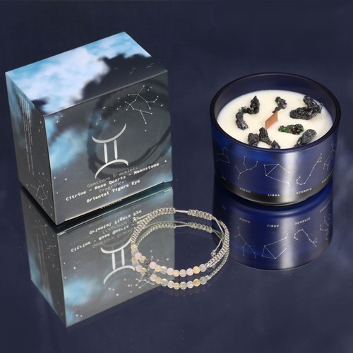 Zodiac crystal candle - zodiac, with