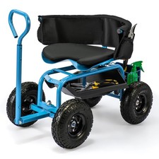 Rolling Garden Cart Scooter Outdoor Heavy-Duty Gardening Cart-Blue