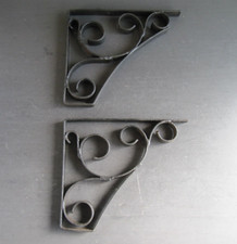 Pair of Rustic Country Garden Wrought Iron Wall Shelf Bracket