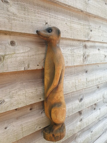 Chainsaw carved meerkat wall - carved,