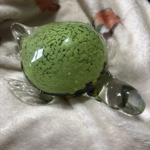 Large vintage glass turtle - vintage,