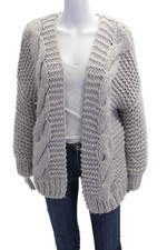 About Us Womens Cable Knit Long Sleeves Cardigan Sweater Gray Size Extra Small