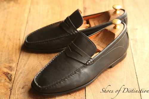Santoni black leather penny - leather,