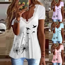 Womens Floral Summer V-Neck