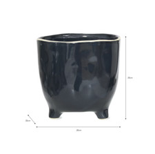 Plant Pot with Feet, Ink Blue