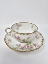 Gorgeous VTG Theodore Haviland Limoges Coffee Teacup Saucer Set 
