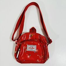 Cath Kids Cross Body Shoulder Bag Red Floral Oil Cloth Adjustable Strap