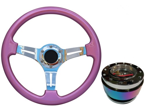 Pink chrome steering wheel - pink,