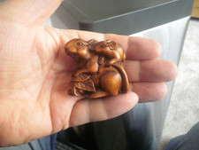 Hand Carved wood netsuke mouse