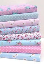 PINK & BLUE FLORAL POLY COTTON