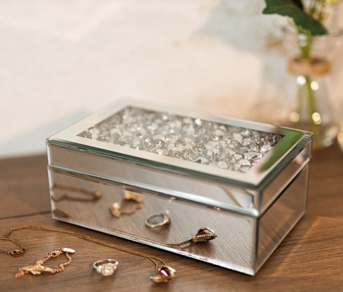 Mirrored glass jewellery box - mirrored,