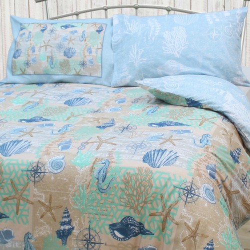 Coastal bedding curtain fitted - coastal,