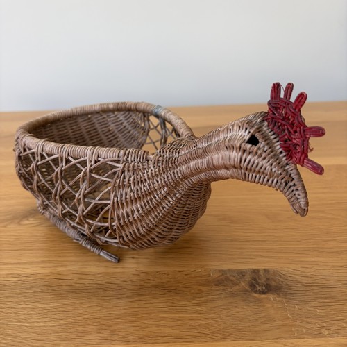 Vintage woven wicker chicken - vintage,