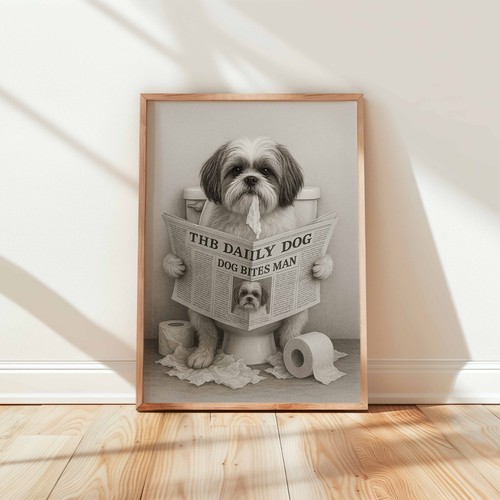 Shih tzu reading newspaper - tzu,