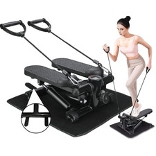 MEE GOO Quiet Adjustable Resistance Stair Steppers with blanket, Twist Stepper P