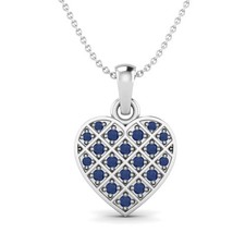 Blue Sapphire Heart Pendant - Sterling Silver