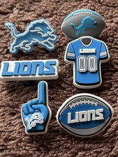 Set Of 6 Mint  Detroit Lions American Football NFL Shoe Charms Party Decorations
