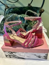 Moda In Pelle Louisa Fuschia Metallic Flared Block Heel Sandal 38 5