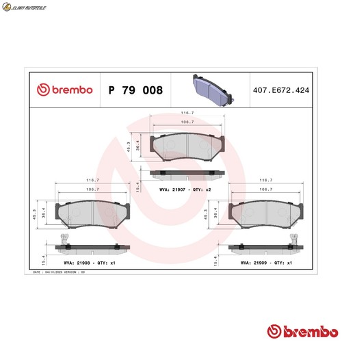 Brake pad set disc - , p