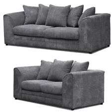 Jumbo Cord Corner Sofa Suite Set Footstool 3 2 Seater Grey Brown Black Chairs