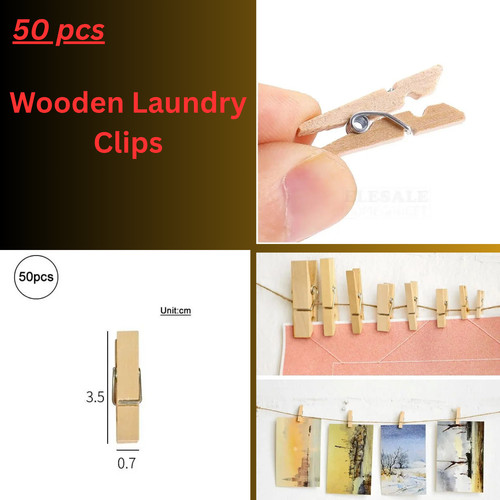 Solid wooden clothes pegs - 50,